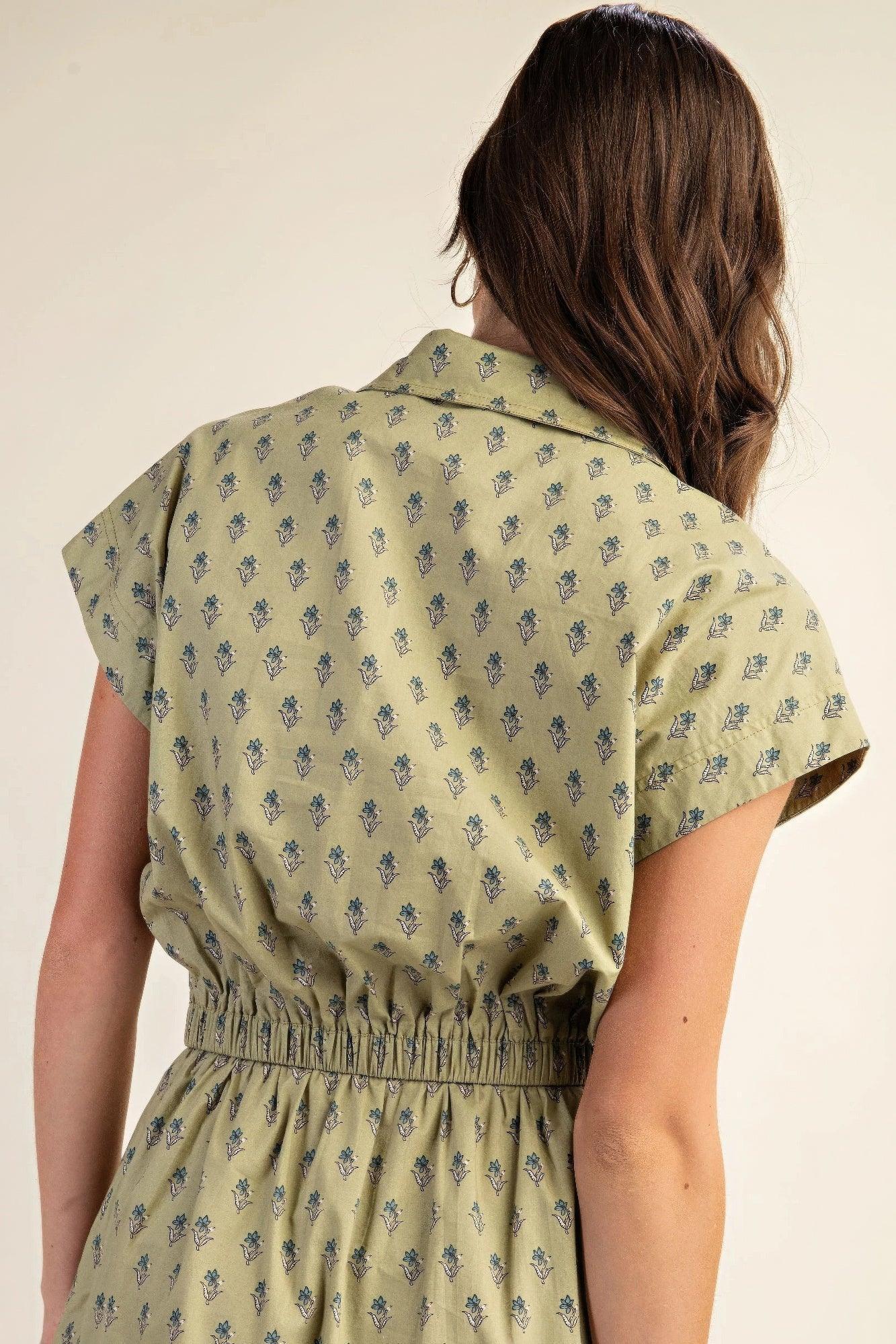 Printed drop shoulder cropped shirt | Mixtshop LLC