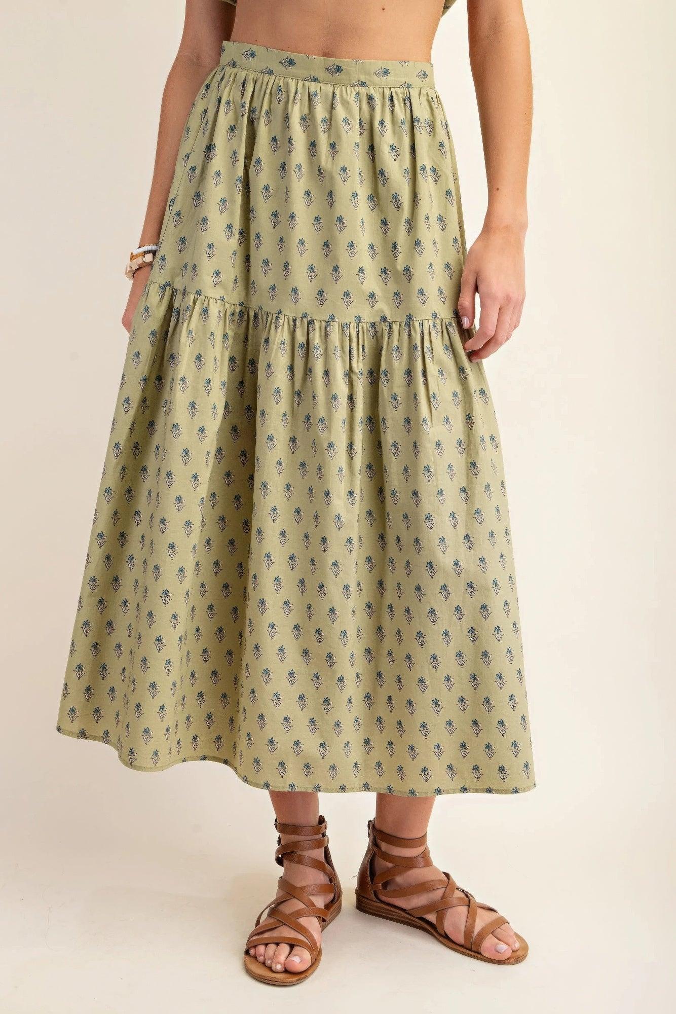 Printed tired midi skirt | Mixtshop LLC Main image