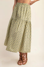 Printed tired midi skirt | Mixtshop LLC