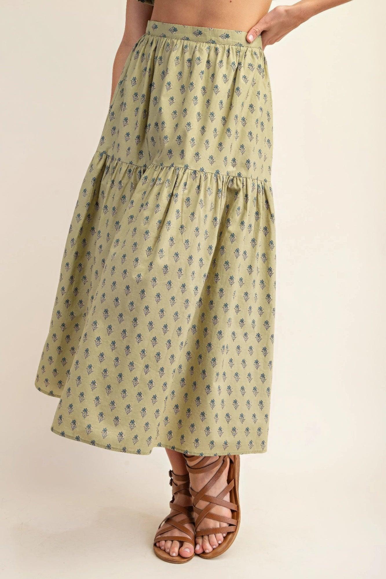 Printed tired midi skirt | Mixtshop LLC