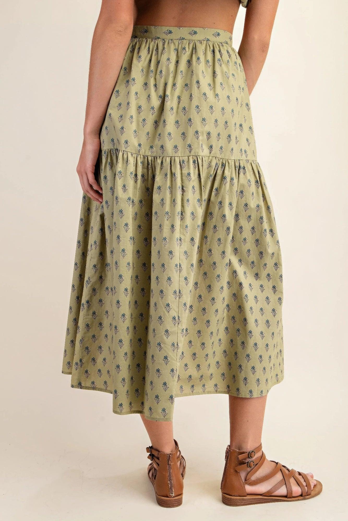 Printed tired midi skirt | Mixtshop LLC