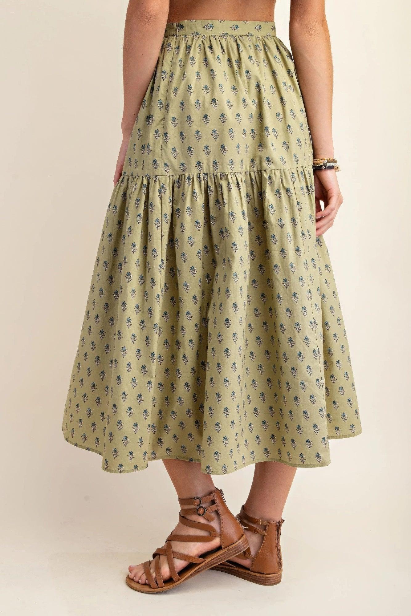 Printed tired midi skirt | Mixtshop LLC