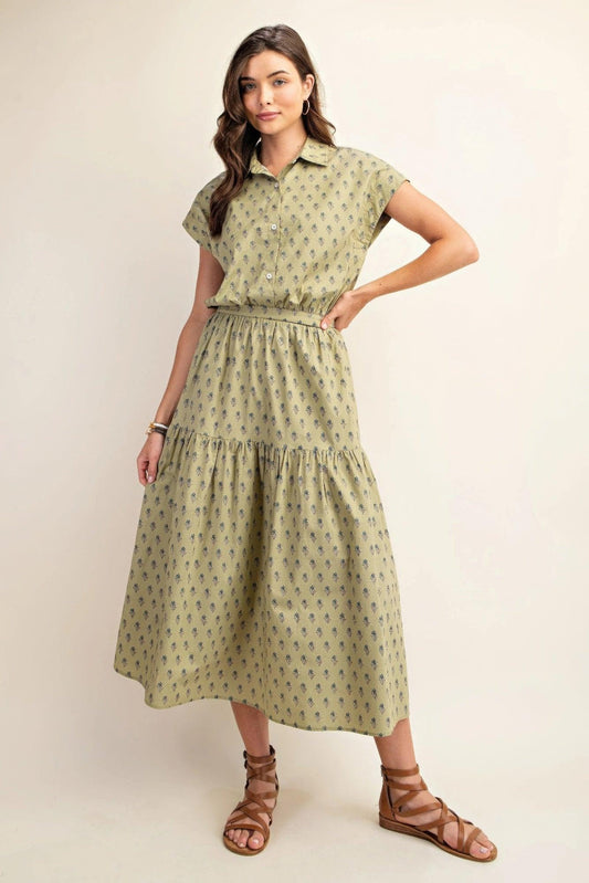 Printed tired midi skirt | Mixtshop LLC