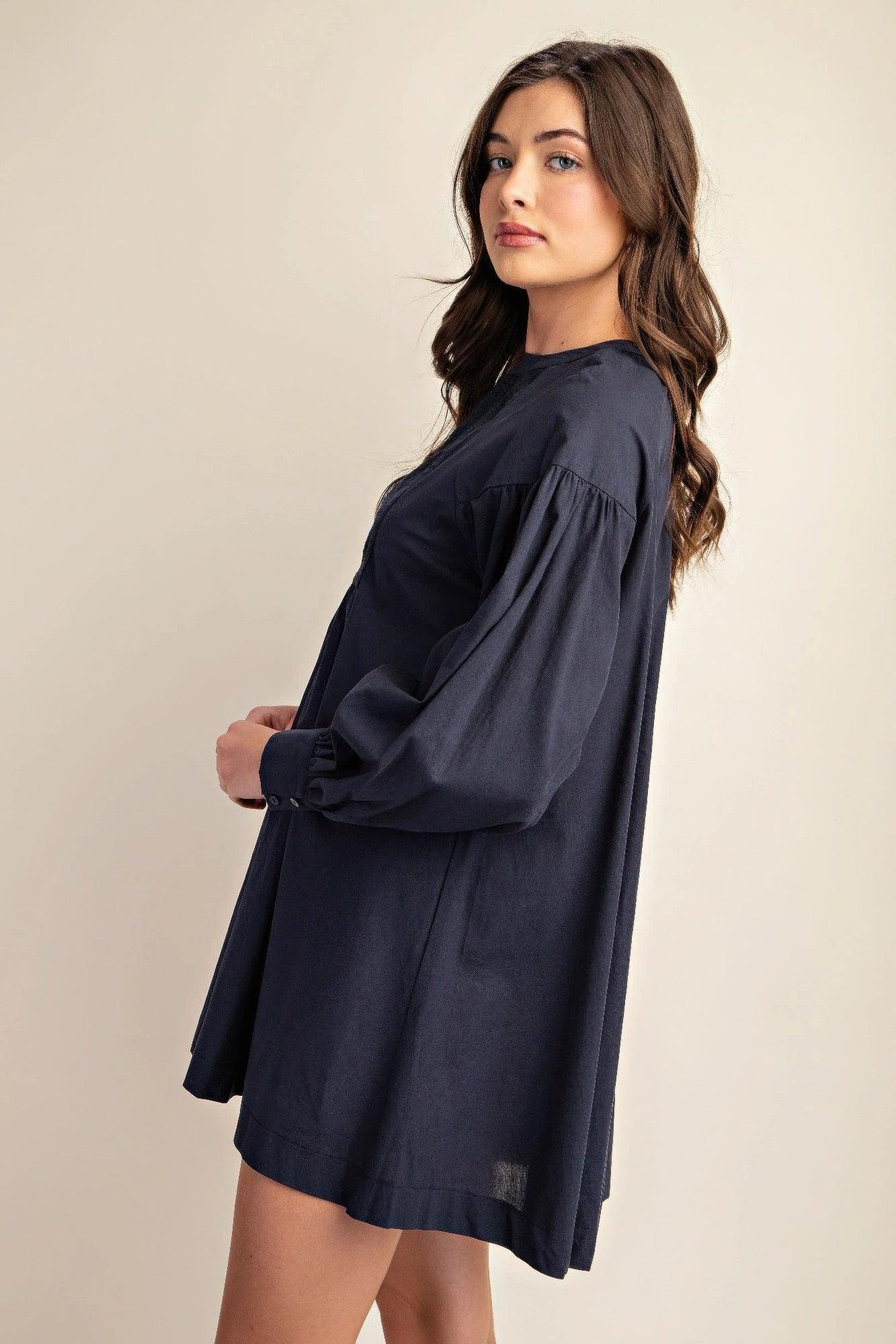Long sleeve mini dress with lace detail | Mixtshop LLC