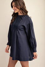 Long sleeve mini dress with lace detail | Mixtshop LLC