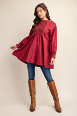 Long sleeve mini dress with lace detail | Mixtshop LLC