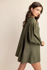 Long sleeve mini dress with lace detail | Mixtshop LLC