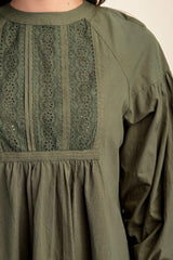 Long sleeve mini dress with lace detail | Mixtshop LLC
