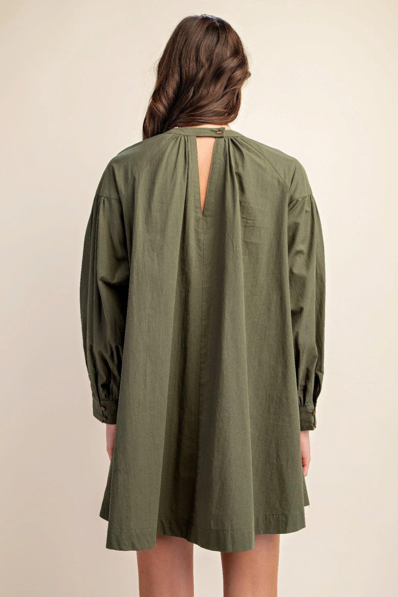 Long sleeve mini dress with lace detail | Mixtshop LLC