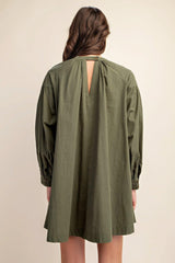 Long sleeve mini dress with lace detail | Mixtshop LLC