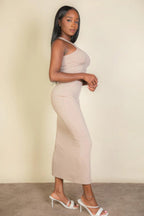 Ribbed cropped top and maxi side slit skirt | Mixtshop LLC