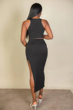 Ribbed cropped top and maxi side slit skirt | Mixtshop LLC