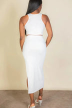 Ribbed cropped top and maxi side slit skirt | Mixtshop LLC