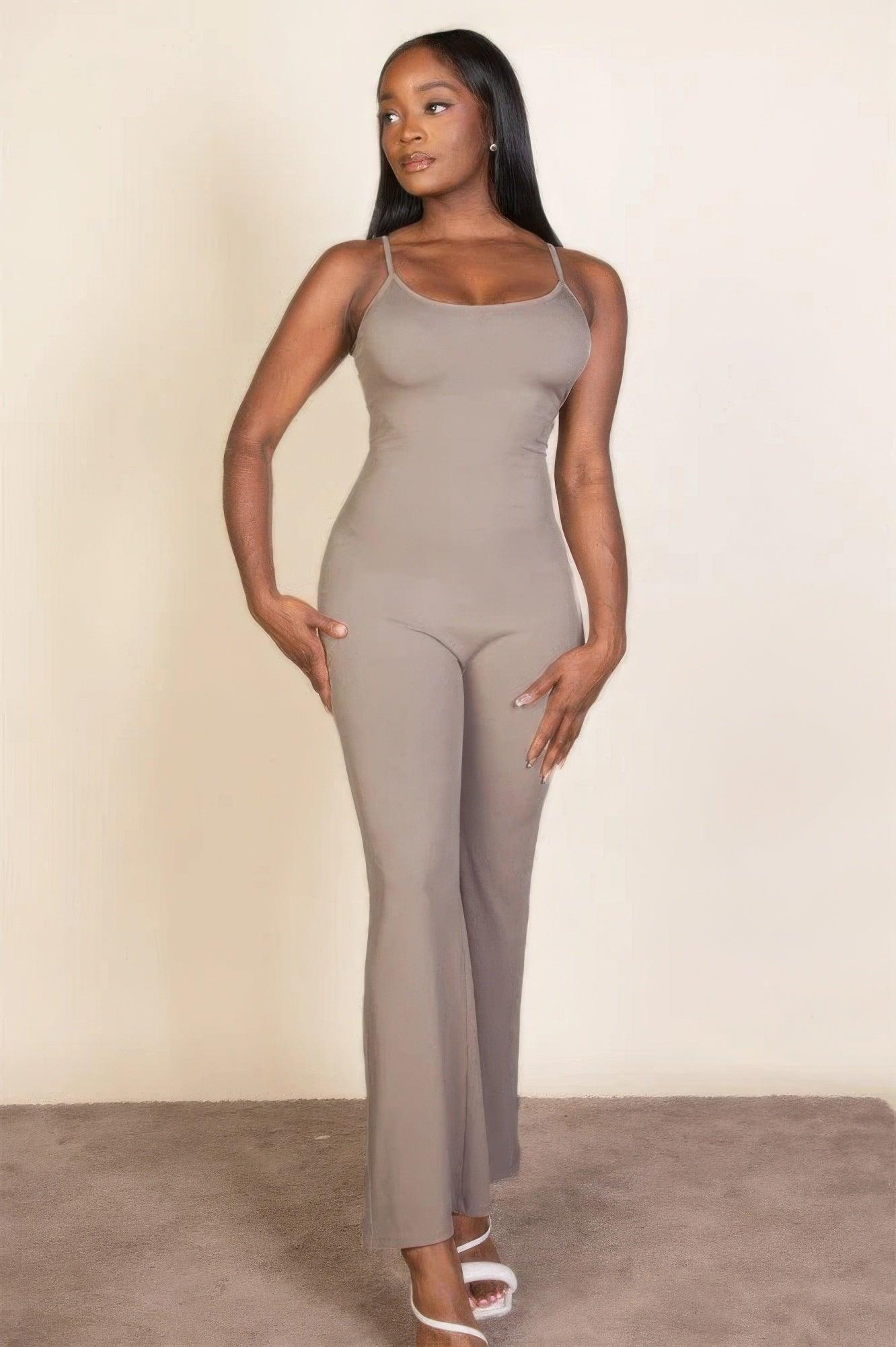 Ribbed sleeveless wide leg jumpsuit | Mixtshop LLC Main image