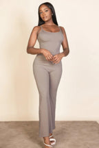 Ribbed sleeveless wide leg jumpsuit | Mixtshop LLC