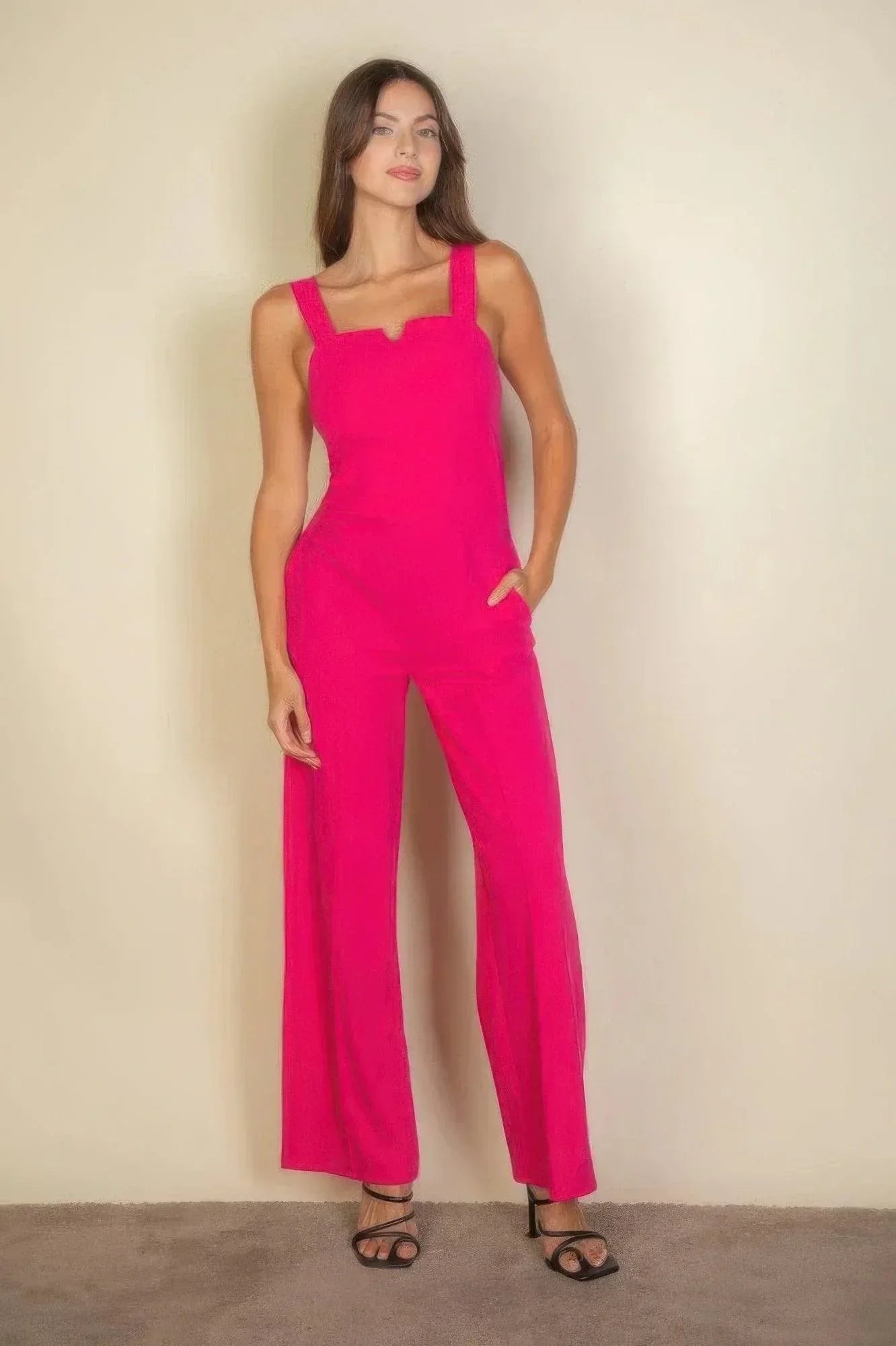 Notched neck cami jumpsuit | Mixtshop LLC Main image