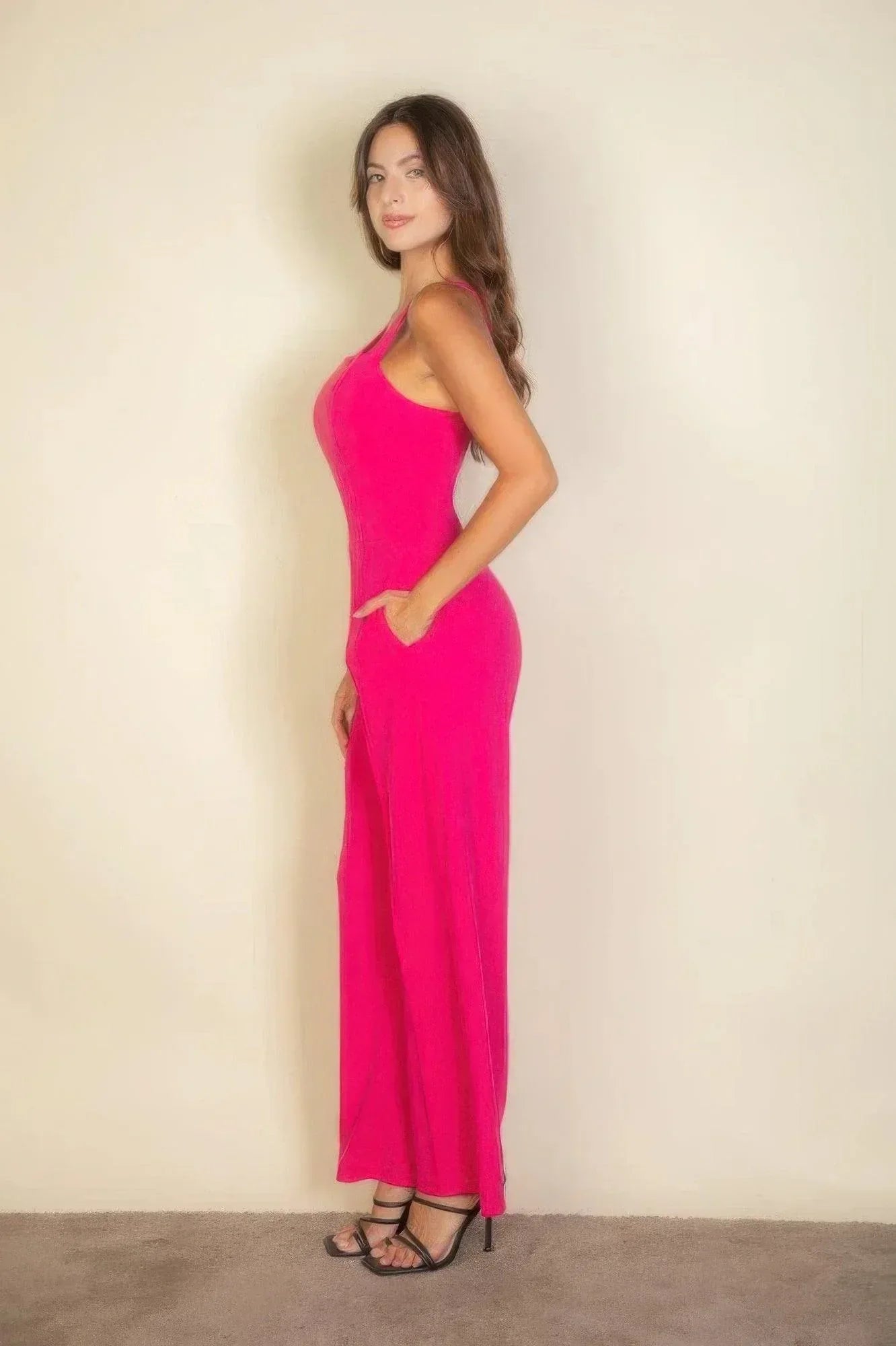 Notched neck cami jumpsuit | Mixtshop LLC