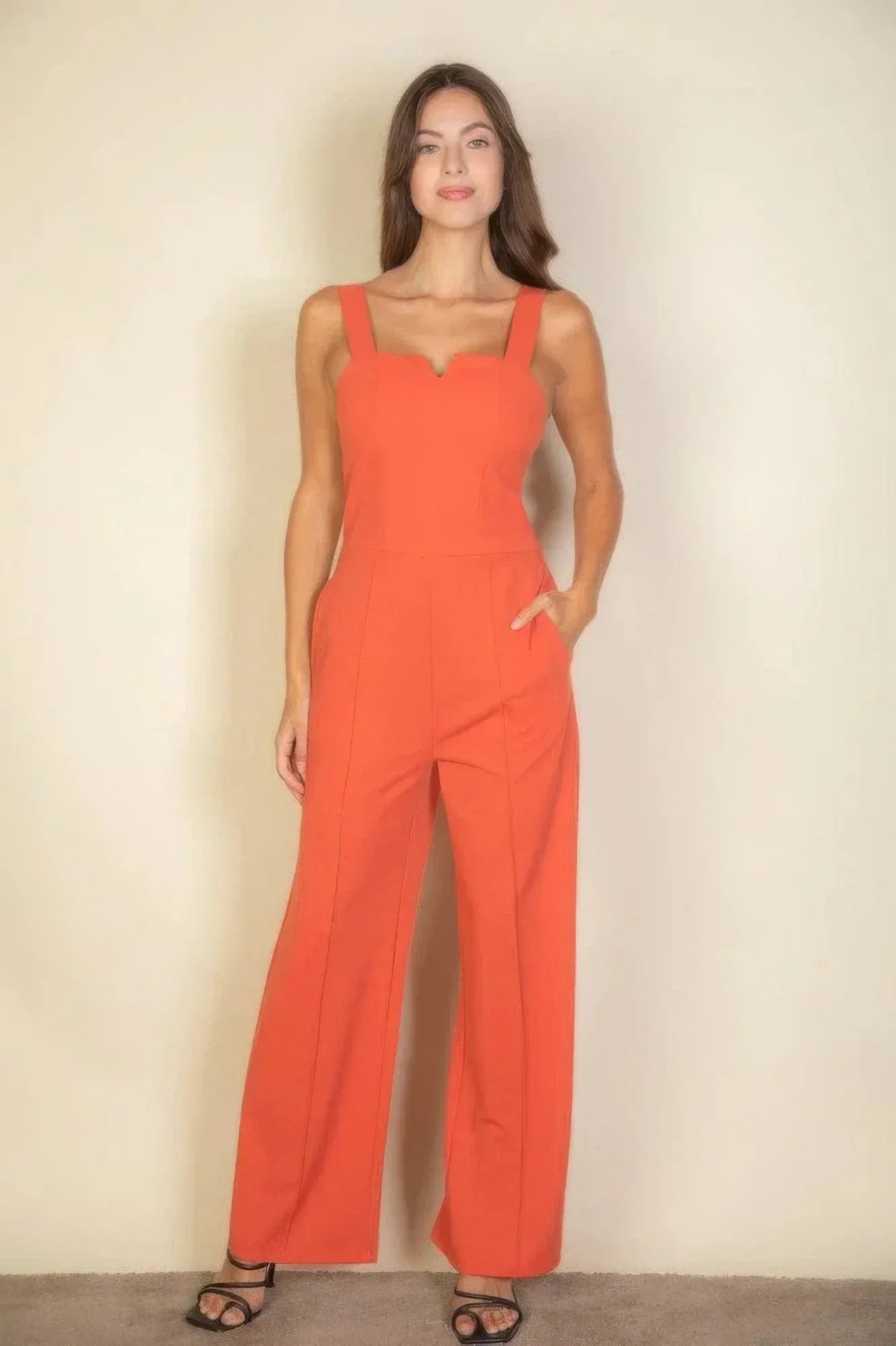 Notched neck cami jumpsuit | Mixtshop LLC Main image