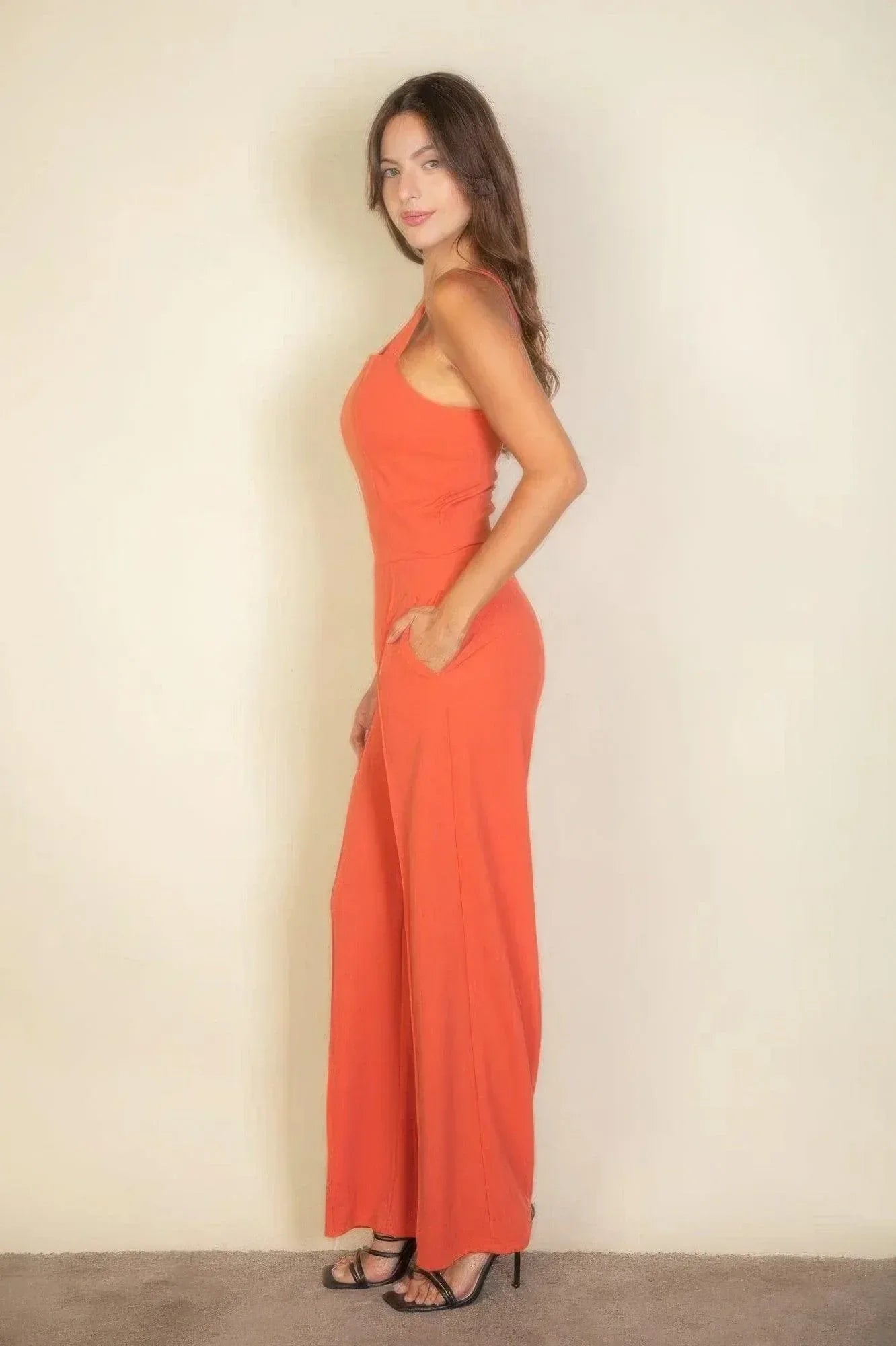 Notched neck cami jumpsuit | Mixtshop LLC