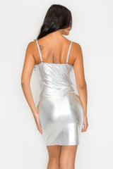 Scoop neck foil mini dress | Mixtshop LLC