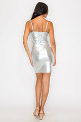 Scoop neck foil mini dress | Mixtshop LLC