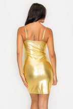 Scoop neck foil mini dress | Mixtshop LLC