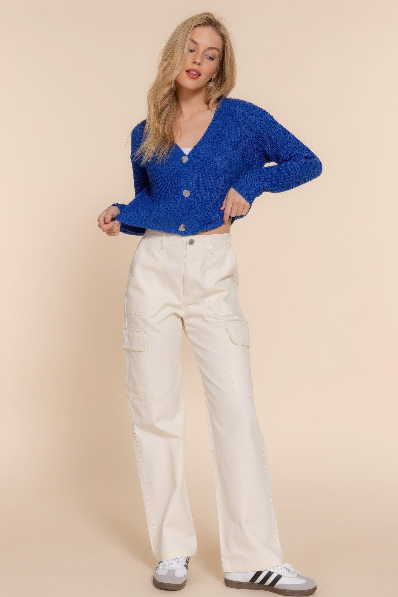 Long slv v-neck sweater cardigan Secondary image
