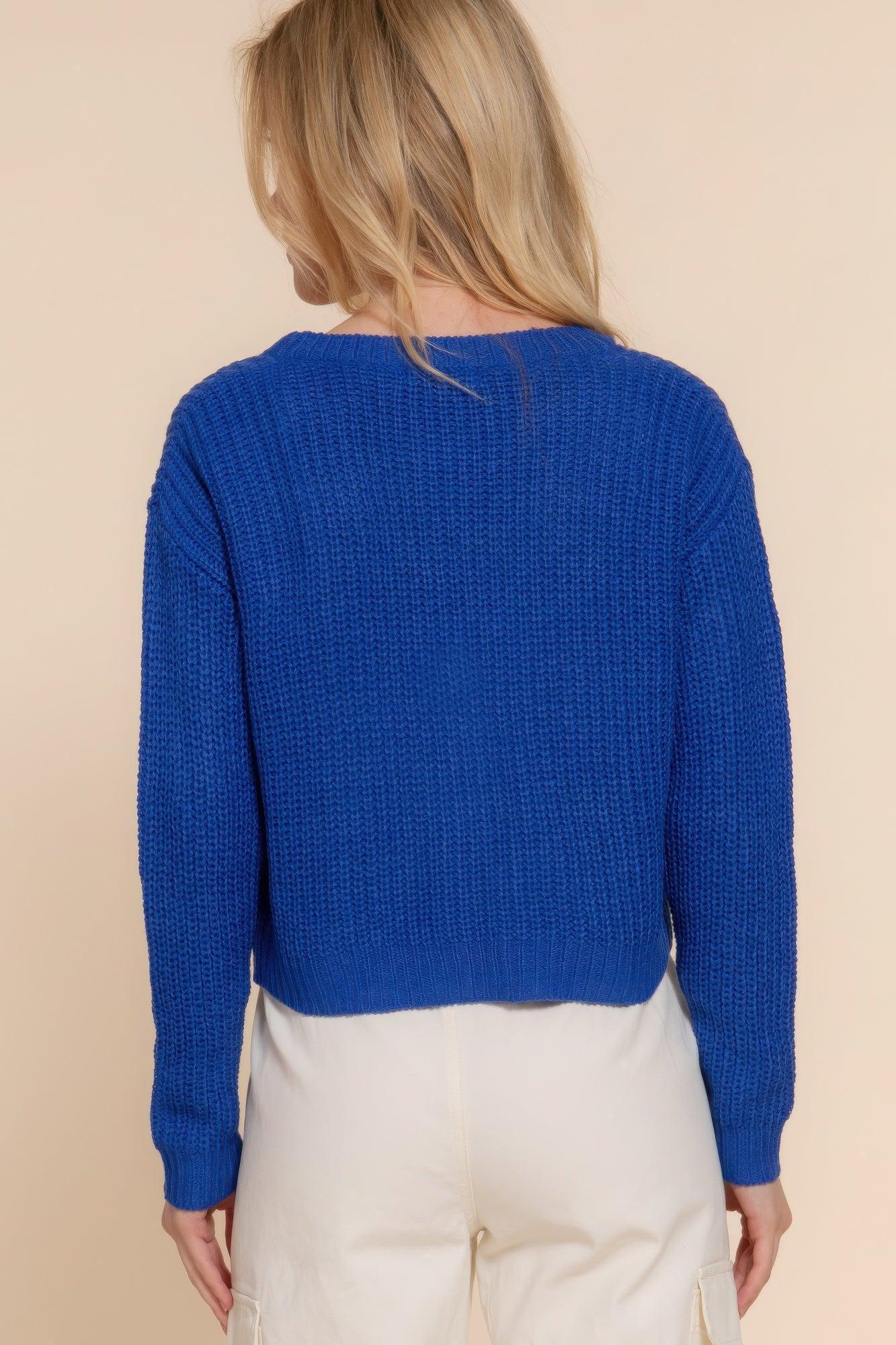 Long slv v-neck sweater cardigan | Mixtshop LLC