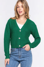 Long slv v-neck sweater cardigan | Mixtshop LLC