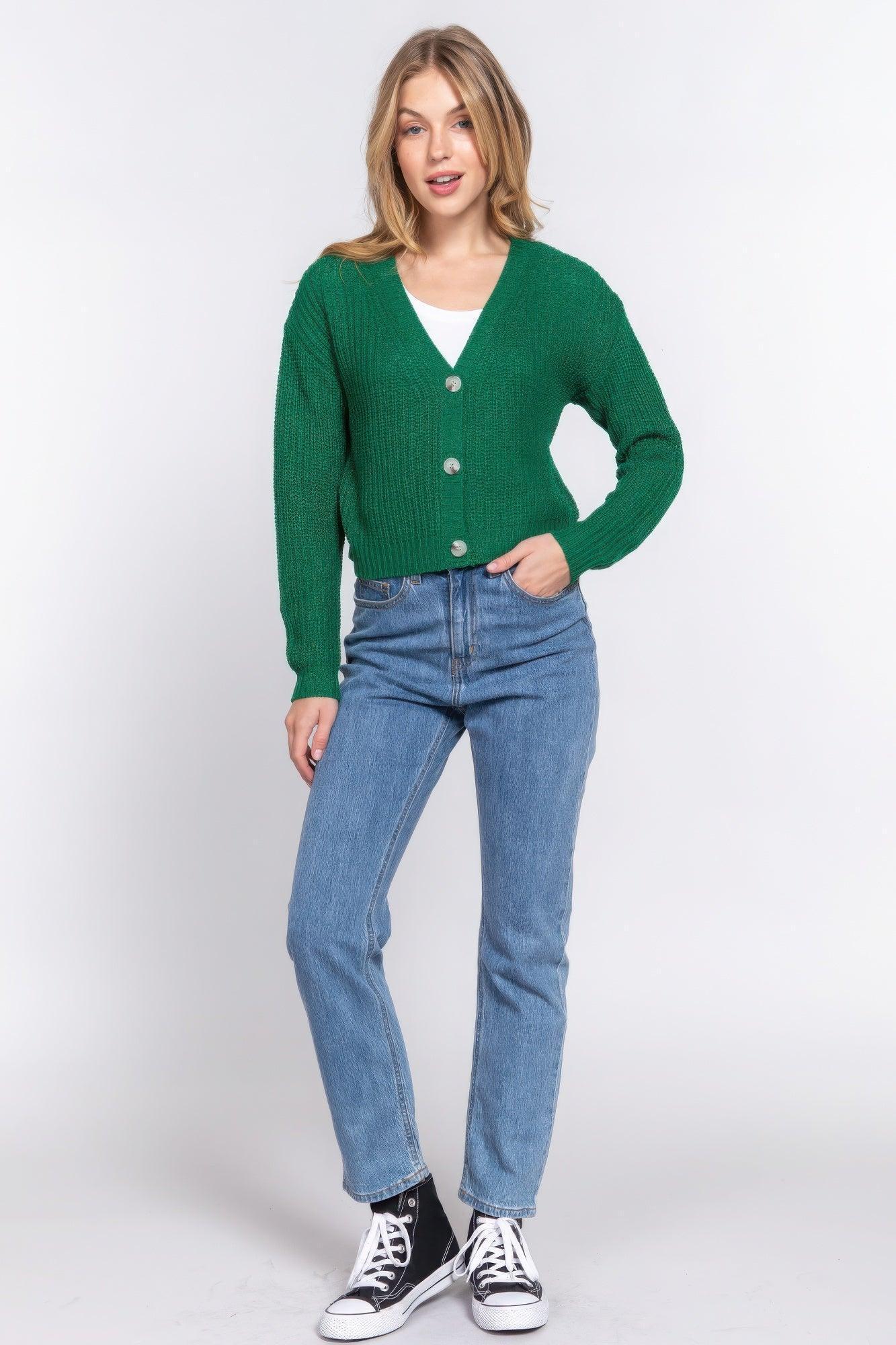 Long slv v-neck sweater cardigan Secondary image