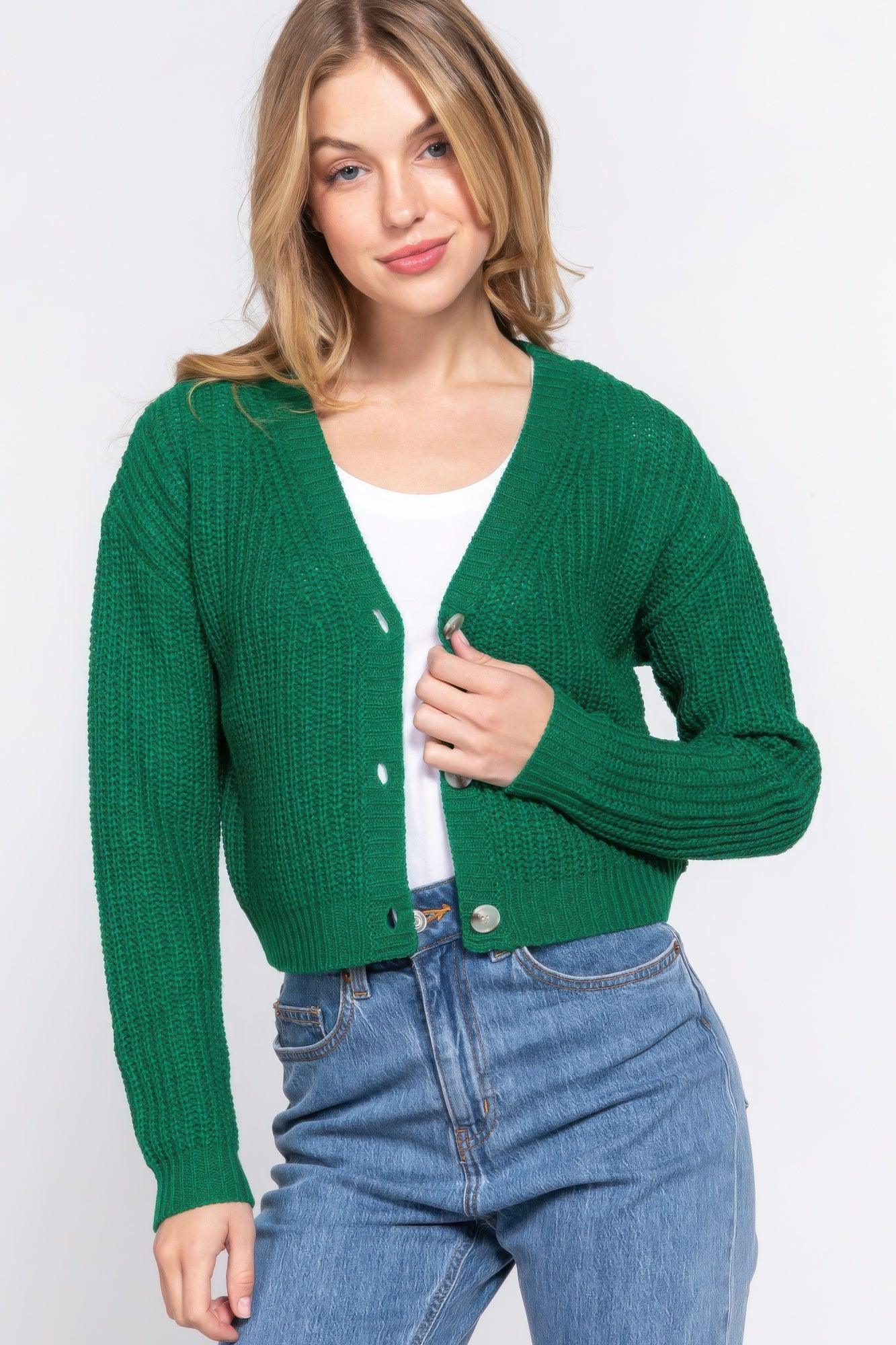 Long slv v-neck sweater cardigan | Mixtshop LLC