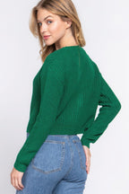 Long slv v-neck sweater cardigan | Mixtshop LLC