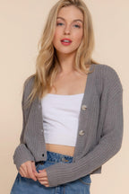 Long slv v-neck sweater cardigan | Mixtshop LLC