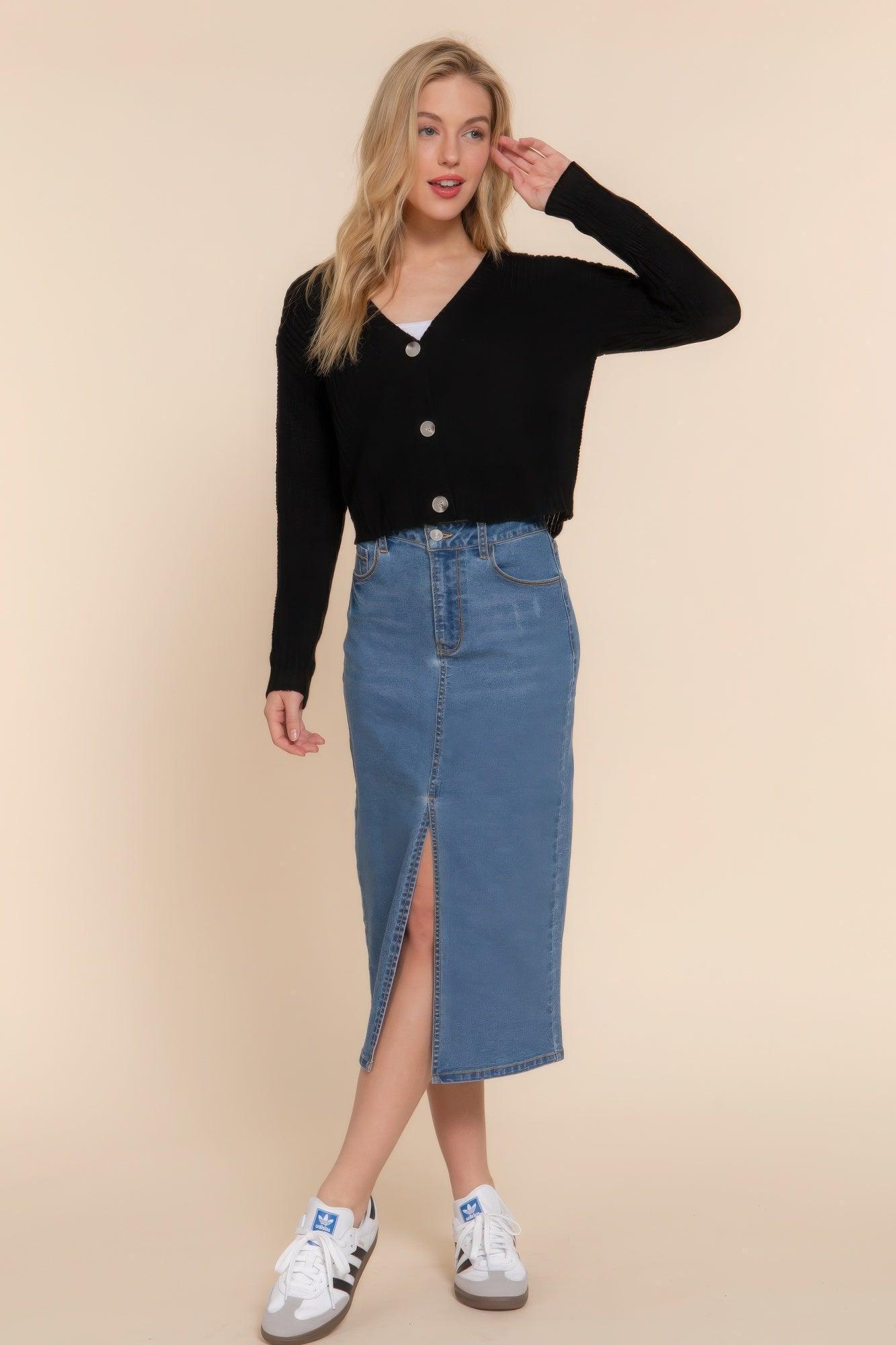 Long slv v-neck sweater cardigan Secondary image