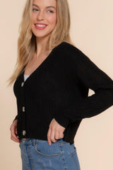 Long slv v-neck sweater cardigan | Mixtshop LLC