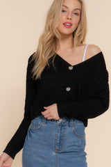 Long slv v-neck sweater cardigan | Mixtshop LLC