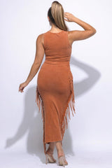 Fringe Cut Out Maxi Dress | Mixtshop LLC