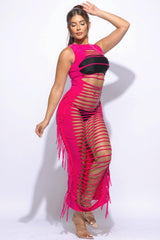 Fringe Cut Out Maxi Dress | Mixtshop LLC