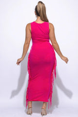 Fringe Cut Out Maxi Dress | Mixtshop LLC
