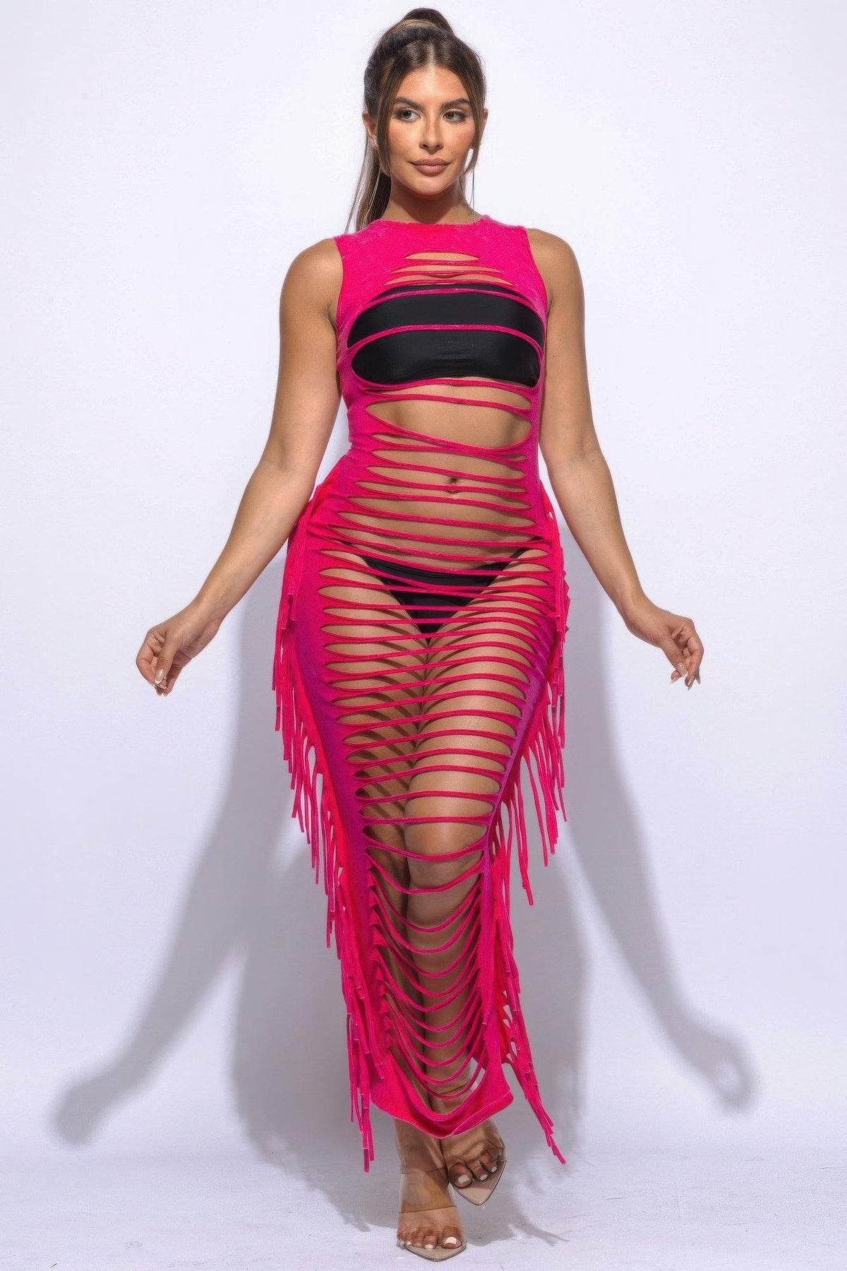 Fringe Cut Out Maxi Dress | Mixtshop LLC