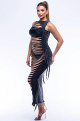 Fringe Cut Out Maxi Dress | Mixtshop LLC
