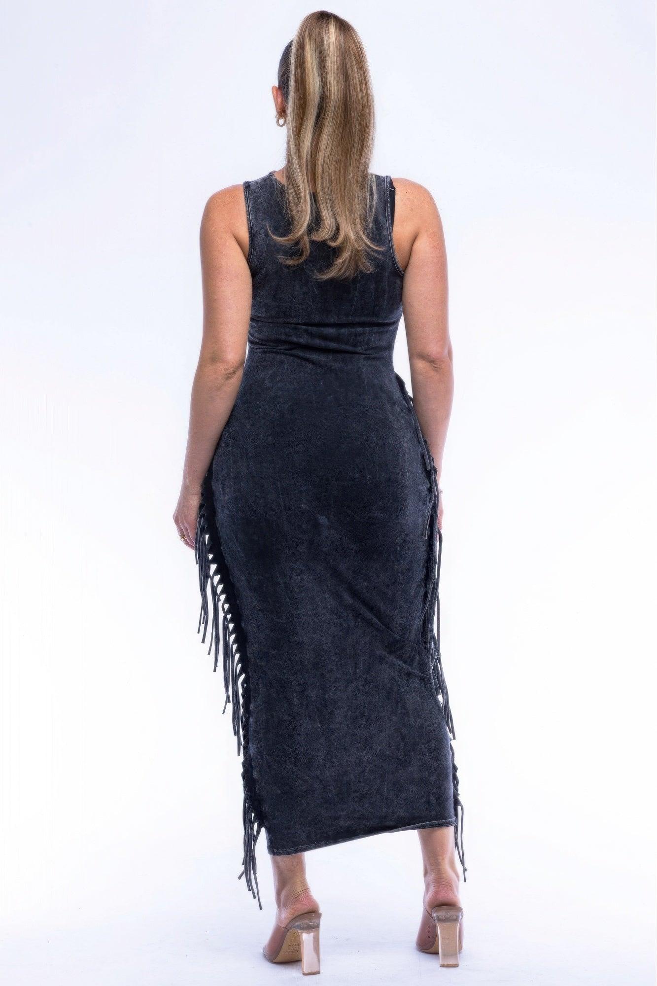 Fringe Cut Out Maxi Dress | Mixtshop LLC