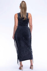 Fringe Cut Out Maxi Dress | Mixtshop LLC