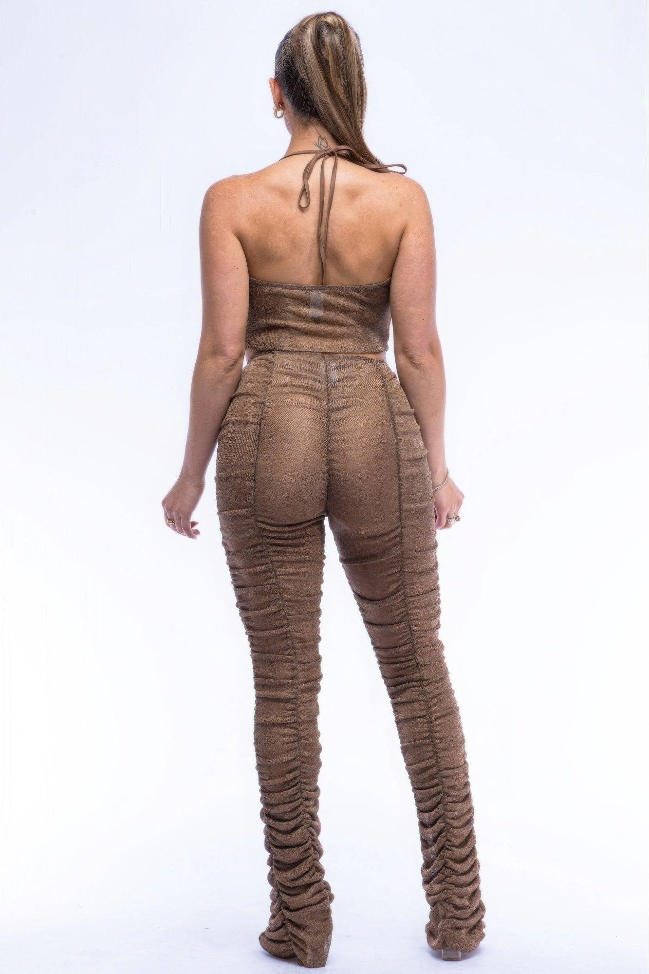 Halter Top Ruched Pants Set | Mixtshop LLC