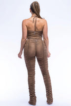 Halter Top Ruched Pants Set | Mixtshop LLC