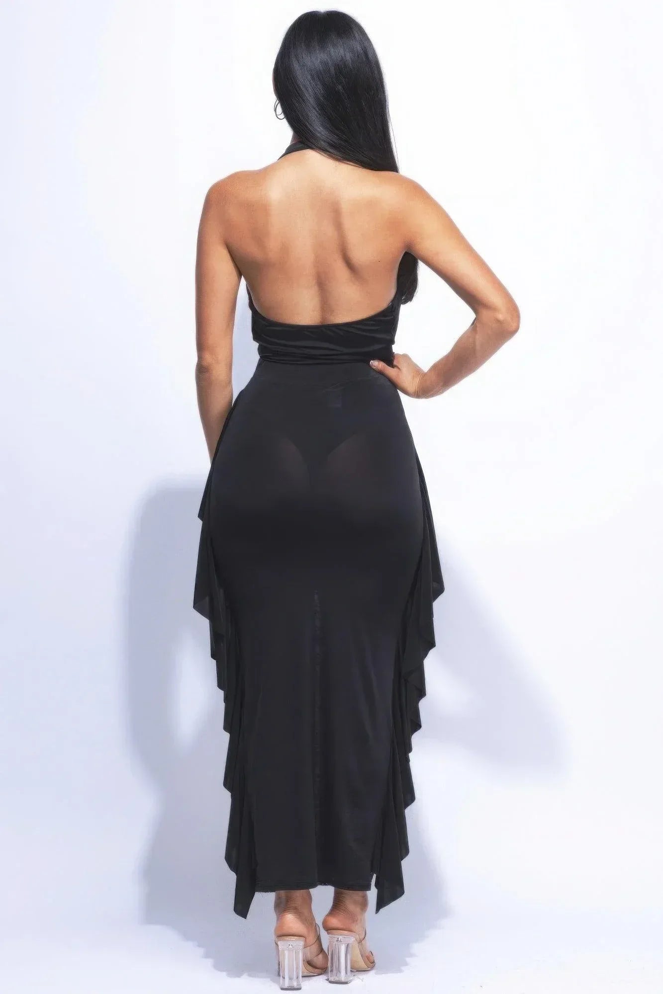 Cowl Halter Ruffled Skirt Set | Mixtshop LLC