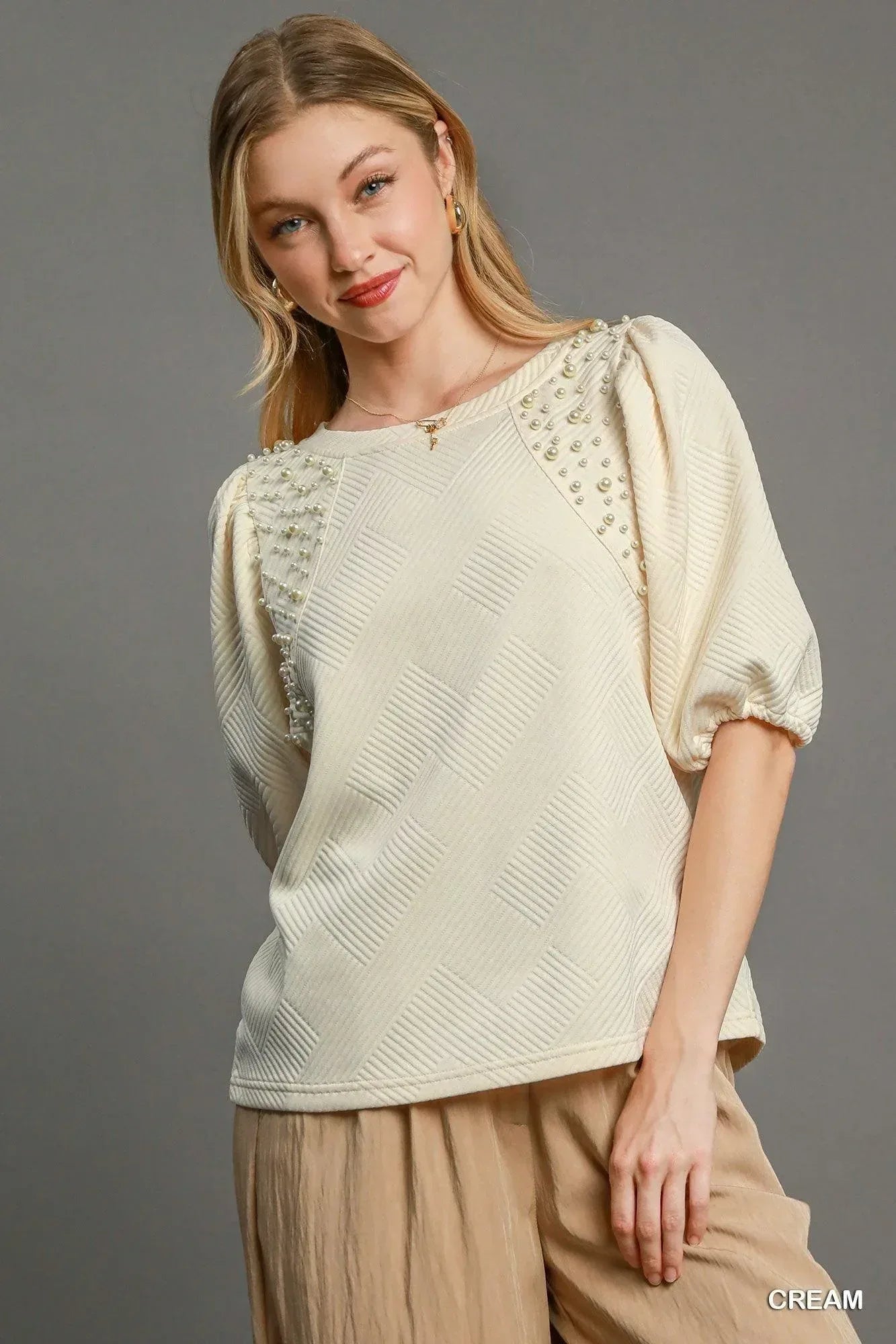 Puff Sleeve Knit Top | Mixtshop LLC Main image