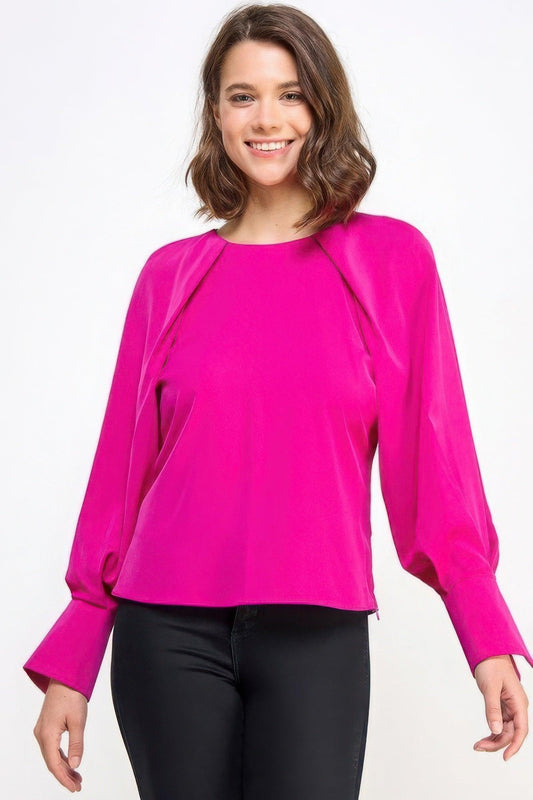 Raglan Long Sleeve Top With Back Neck Tie | Mixtshop LLC