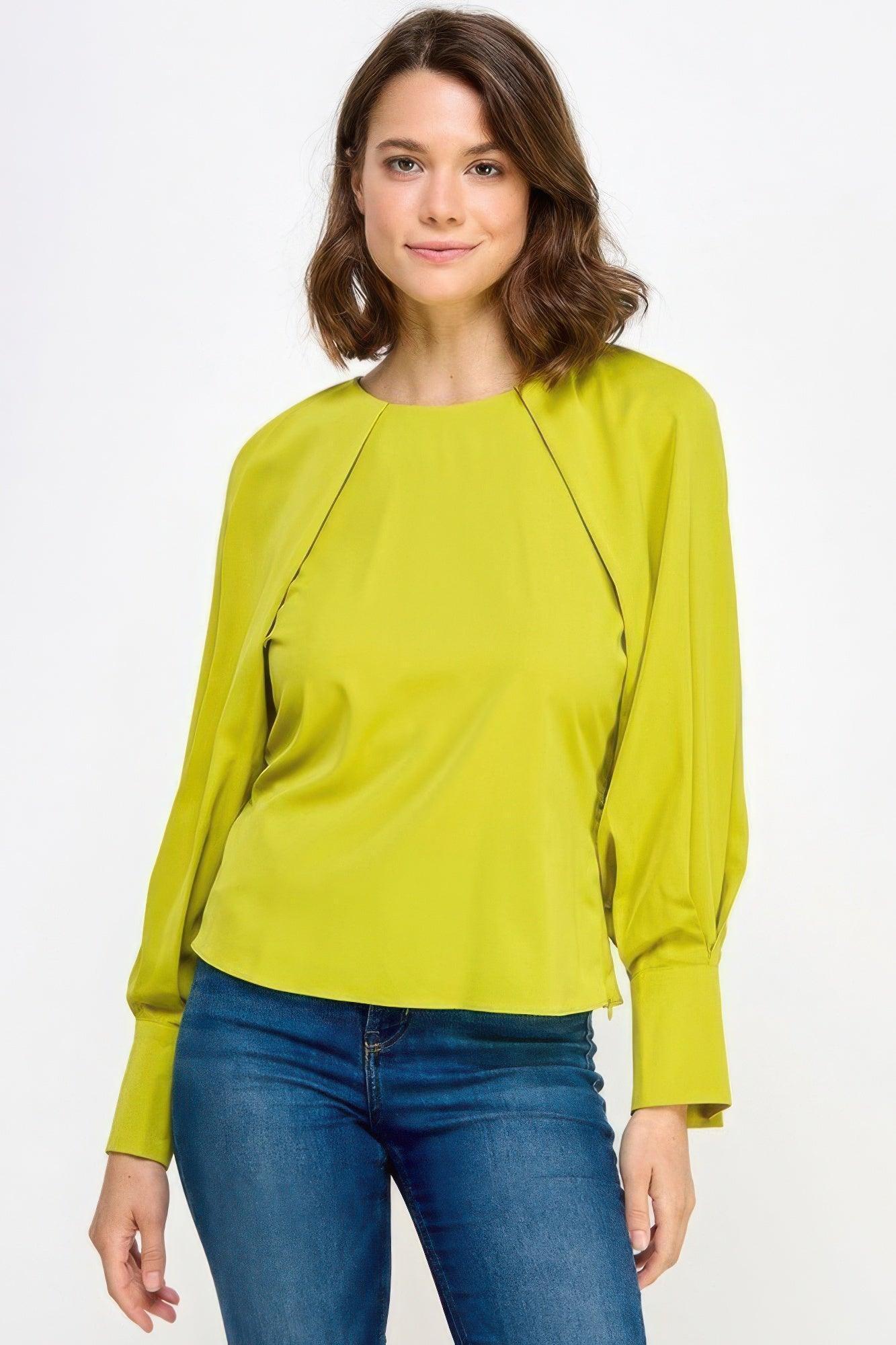 Raglan Long Sleeve Top With Back Neck Tie | Mixtshop LLC Main image