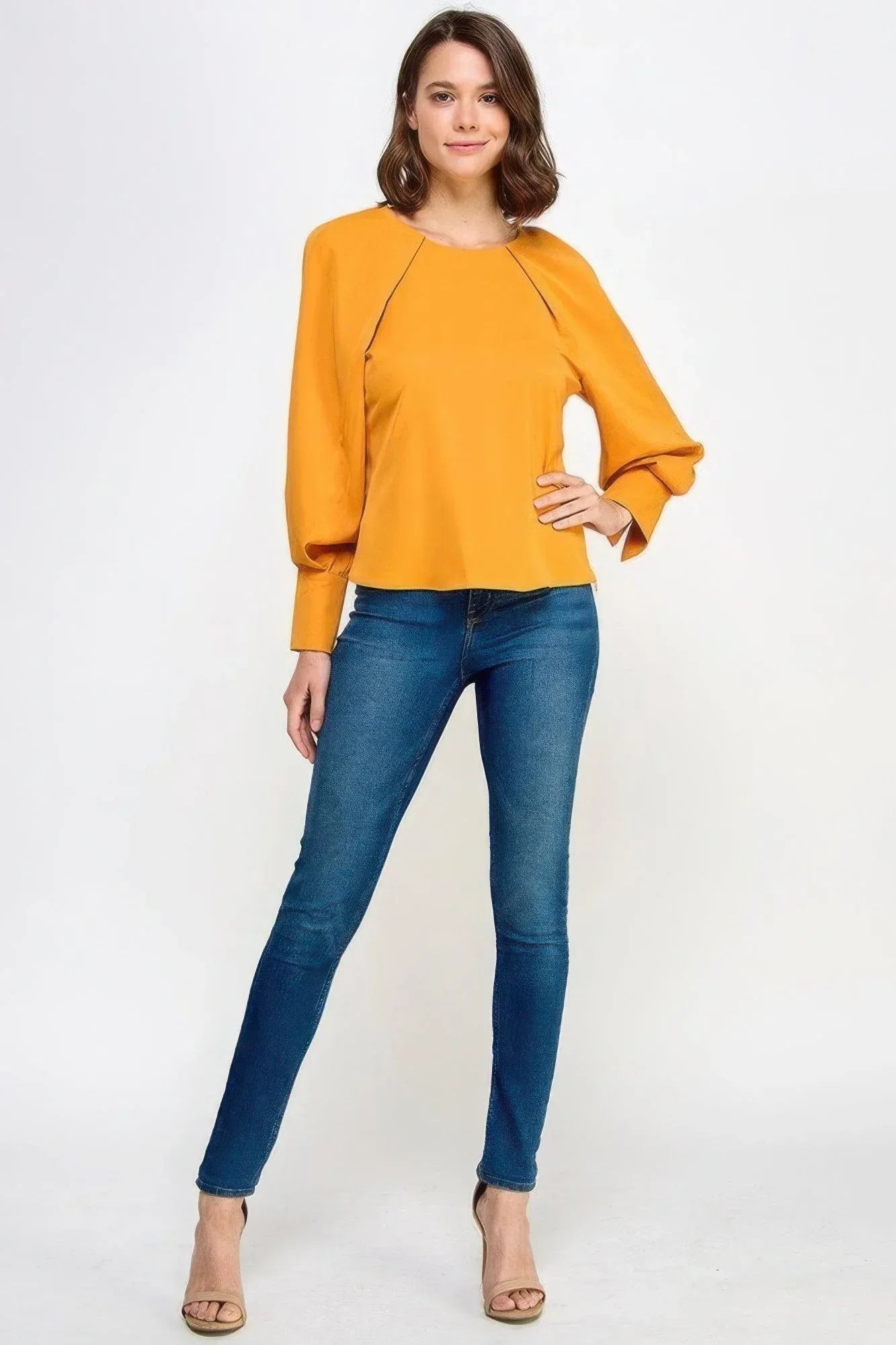 Raglan Long Sleeve Top With Back Neck Tie Secondary image